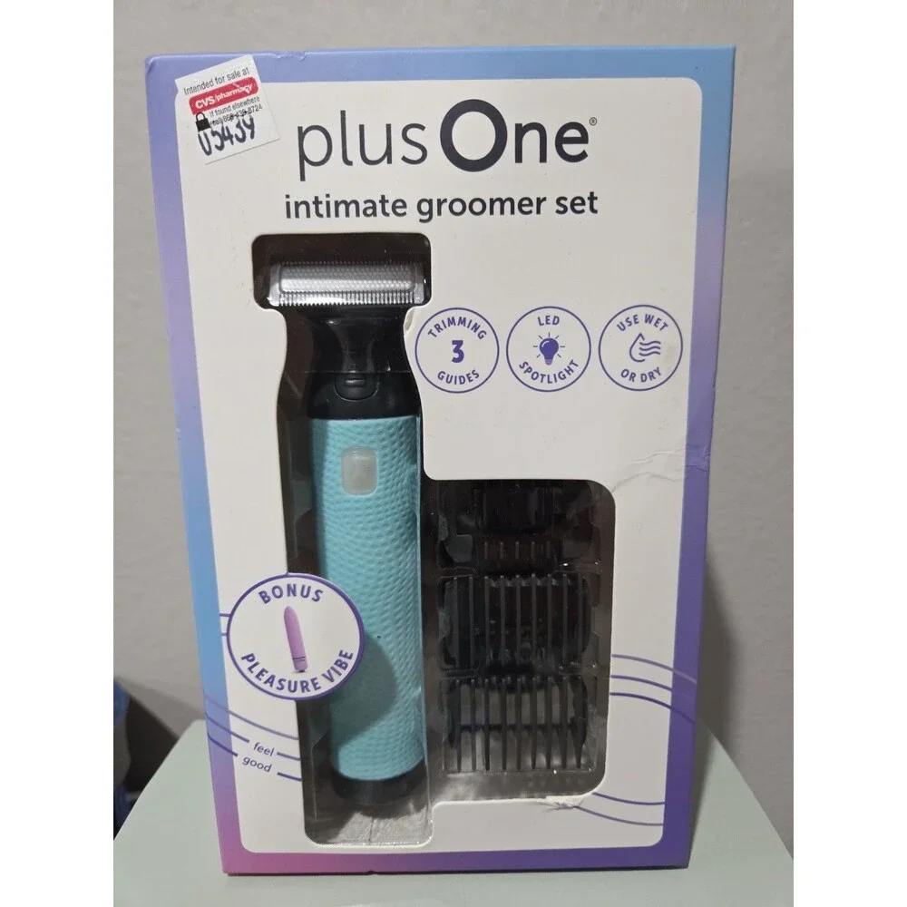Plus One Intimate Groomer Set: 3-Blades Trimmer & Cap Travel Bullet B18